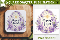 Easter Square Coaster | Watercolor Egg | Happy Easter Product Image 1