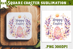 Easter Square Coaster | Watercolor Egg | Happy Easter Product Image 1