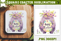 Easter Square Coaster | Watercolor Troll | Happy Easter Product Image 1