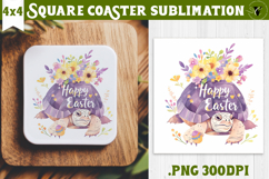 Easter Square Coaster | Watercolor Turtle | Happy Easter Product Image 1