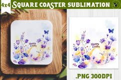 Easter Square Coaster | Watercolor Egg | Happy Easter Product Image 1