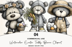 Watercolor Easter Teddy Bears Clipart Product Image 1