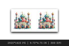 Watercolor elegant mosque Ramadan islamic religion muslim Holy Ramadhan print tumbler skinny mug wrap clipart t-shirt sublimation printable design