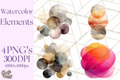 Watercolor Clipart, Abstract Watercolor Elements, Blobs Png Product Image 1