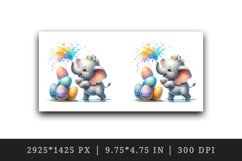 Watercolor elephant calf playfully spraying over Easter eggs animal print 20 oz tumbler skinny mug wrap clipart t-shirt sublimation printable design