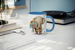 Elephant &amp; flowers mug, coffee cup wrap sublimation design Product Image 4