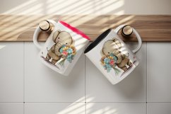 Elephant &amp; flowers mug, coffee cup wrap sublimation design Product Image 5