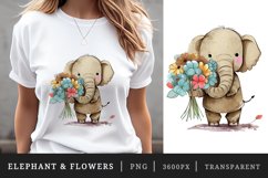 Elephant with flowers t-shirt sublimation printable design png