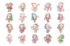 Watercolor Elf Girl Clip Art Cute Fantasy Character PNG Set Product Image 3
