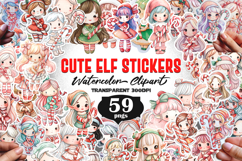 Watercolor Elf Girl Clip Art Cute Fantasy Character PNG Set Product Image 1