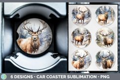 Bundle of six Watercolor Elks Car Coaster designs.