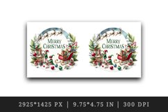 Watercolor elves preparing gifts sleigh round Merry Christmas quote print 20 oz tumbler skinny mug wrap clipart t-shirt sublimation printable design