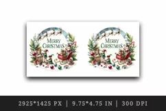 Watercolor elves preparing gifts sleigh round Merry Christmas quote print 20 oz tumbler skinny mug wrap clipart t-shirt sublimation printable design