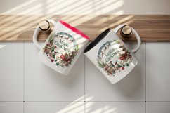 Watercolor elves preparing gifts sleigh round Merry Christmas quote print 20 oz tumbler skinny mug wrap clipart t-shirt sublimation printable design