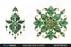 Watercolor Emerald Green Ornament Artwork Clipart Product Image 1
