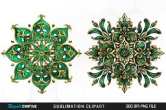 Watercolor Emerald Green Ornament Artwork Clipart Product Image 1