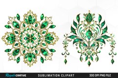Watercolor Emerald Green Ornament Design Clipart Product Image 1