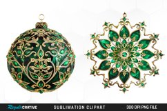 Watercolor Emerald Green Ornament Design Clipart Product Image 1