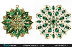 Watercolor Emerald Green Ornament Design Clipart Product Image 1