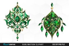Watercolor Emerald Green Ornament Design Clipart Product Image 1