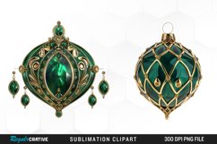 Watercolor Emerald Green Ornament Design Clipart Product Image 1
