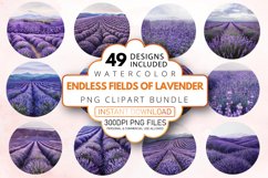 Watercolor Endless Fields of Lavender Clipart Bundle Product Image 1