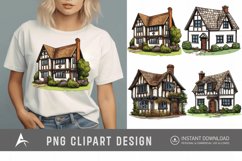 Watercolor English Village House Clipart Product Image 1