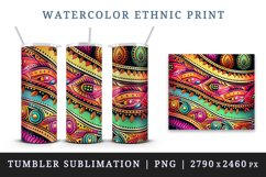 Watercolor ethnic print design wraps sublimation for customize your tumbler