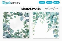Watercolor Eucalyptus Seamless Digital Paper, Eucalyptus PNG Product Image 1
