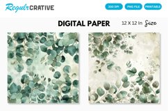 Watercolor Eucalyptus Seamless Digital Paper, Eucalyptus PNG Product Image 1