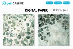 Watercolor Eucalyptus Seamless Digital Paper, Eucalyptus PNG Product Image 1