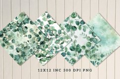 Watercolor Eucalyptus Seamless Digital Paper Bundle Product Image 2