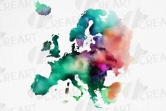 Watercolour Europe map clipart, home and gift decor digital Product Image 1