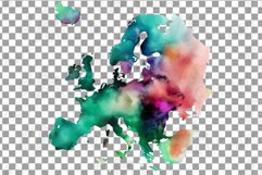 Watercolour Europe map clipart, home and gift decor digital Product Image 2