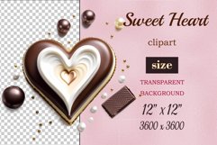 Enhance your project with this exquisite clipart of a heart with cream and chocolate. Perfect addition to greeting cards, banners, and advertising materials!