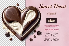Enhance your project with this exquisite clipart of a heart with cream and chocolate. Perfect addition to greeting cards, banners, and advertising materials!