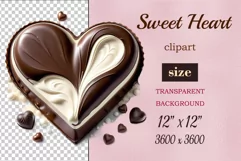 Enhance your project with this exquisite clipart of a heart with cream and chocolate. Perfect addition to greeting cards, banners, and advertising materials!