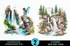 Watercolor Fairy Falls PNG Set Clipart Product Image 1