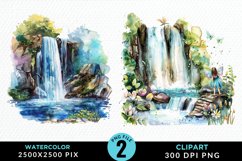 Watercolor Fairy Falls PNG Set Clipart Product Image 1