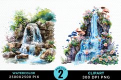 Watercolor Fairy Falls PNG Set Clipart Product Image 1