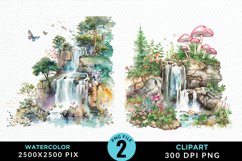 Watercolor Fairy Falls PNG Set Clipart Product Image 1