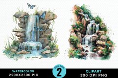 Watercolor Fairy Falls PNG Set Clipart Product Image 1