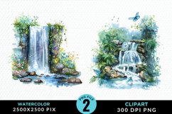 Watercolor Fairy Falls PNG Set Clipart Product Image 1