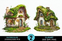 Watercolor Fairy House Illustration Clipart Product Image 1