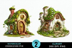 Watercolor Fairy House PNG Set Clipart Product Image 1