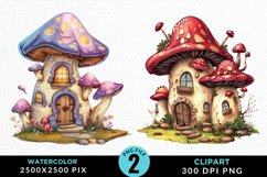 Watercolor Fairy House Illustration Clipart Product Image 1