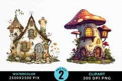 Watercolor Fairy House Clipart Bundle Product Image 3