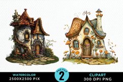 Watercolor Fairy House Clipart Bundle Product Image 2