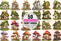 Watercolor Fairy House Clipart Bundle Product Image 1