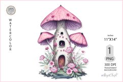 Fairy Mushroom House Sublimation|Pink Mushroom House flowers Product Image 1